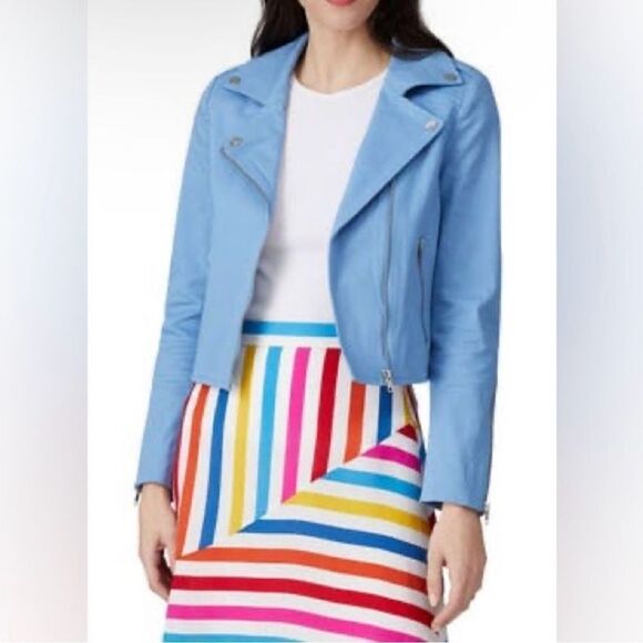 Color Me Courtney Blue Motorcycle Style Cotton Jacket Size 12 - Picture 1 of 8